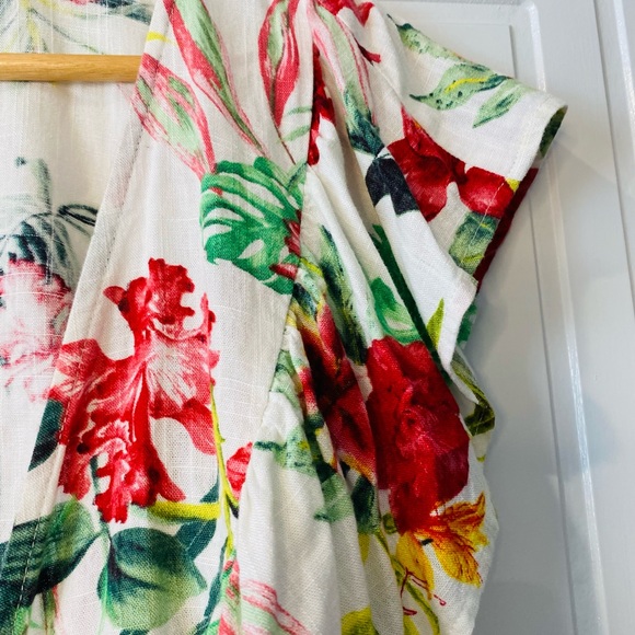 NWOT White Floral Tie Up Bolero Ruffle Cap Sleeves 10 - Picture 8 of 15